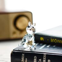 Figurine de chat en cristal de haute qualité, statue d'animal en verre transparent, ornement de collection pour la décoration de bureau, cadeaux