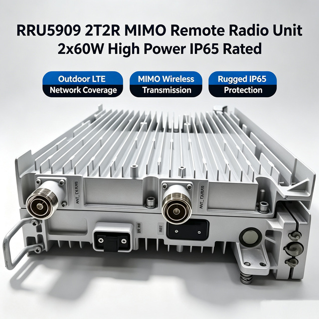 HW RRU5909 2T2R MIMO Remote Radio Unit 2x60W IP65 for Outdoor LTE Network Coverage