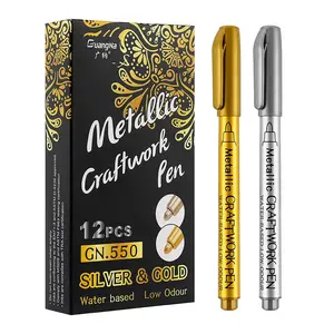 Bview Art Gold and Silver Metallic Permanent Markers Pen for Artist Illustration Crafts Gift Card Making Scrapbooking