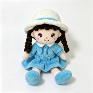 Poupée en peluche douce et moelleuse personnalisée avec robe, poupée en peluche fille de haute qualité, poupée en peluche fille en position assise - Product Image 5