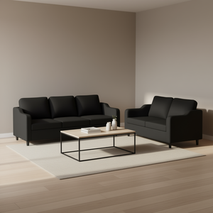 Black <b>Sofa</b> <b>Set</b> 100% Polyester Fabric Living Room Furniture Modern Contemporary Design - Product Image 2