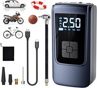 Compresor de Aire Inalámbrico para Auto con Doble Alimentación, Recargable por USB, 4000mAh, Pantalla LCD Digital, Monitor de Presión de Neumáticos, Luz LED