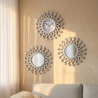 3 pièces, horloge murale décorative de salle de bain élégante et luxueuse de style européen, cadre en or antique, horloge murale ronde créative vintage