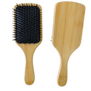 Peigne carré en bambou pour <span class=keywords><strong>la</strong></span> maison avec coussin d'air et poils de sanglier naturels, portable, plus de 20 cm, pour coiffure et massage, modèle Kft-5 - Product Image 3