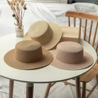 סיטונאי גברת מגבעת שמש כובע שטוח למעלה קש חוף כובע עגול קיץ שמש פנמה כובע נשים