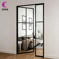 Porte d'entrée double en fer forgé noir, décorative, en métal, avec bonne étanchéité, pour patio, cour, entrée