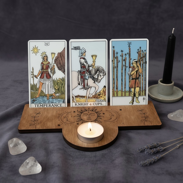 Customized Tarot Card Holder Wooden Deck Stand Divination Tool Spiritual Mystic Home Decor Fortune Gift for Occult Lovers