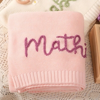 Personalisierte Babydecke mit Besticktem Namen, Maßgefertigte Weiche Strick-Baumwolldecken, Neugeborenen-Andenken-Geschenk