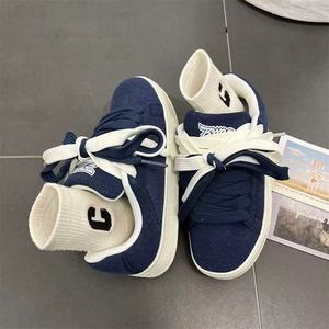 Chaussures de <span class=keywords><strong>skate</strong></span> bleues à semelle épaisse, style chic de Hong Kong, tendance, à l'aspect soigné, hiver, à lacets, unisexe, rétro, pour étudiants, toutes occasions - Product Image 4