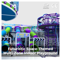 Weltraum-Themenpark mit mehreren Ebenen, Indoor-Spielplatz, maßgeschneiderter Abenteuerpark für Kinder, Röhrenrutschen, Kletterturm, Go-Kart-Strecke