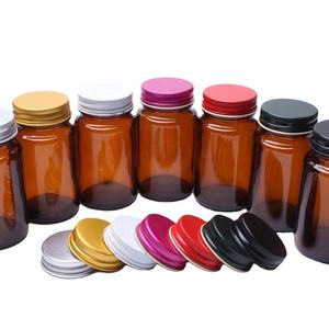 ขวดแก้วเปล่าสีอำพันใส1ออนซ์2ออนซ์4ออนซ์8ออนซ์พร้อมฝาโลหะสีเงินสีทองสีดำสีขาว - Product Image 6