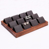 Ensemble de présentoirs à bijoux en bois de noyer gris pour magasin de bijoux, support pour bagues, boucles d'oreilles, colliers, bracelets