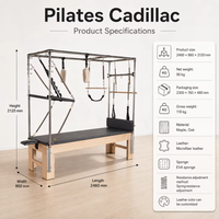 Ensemble d'équipement de Pilates portable en bois de qualité professionnelle avec Reformer, Table Trapèze, Chaise et Barres - Santé et Remodelage Corporel