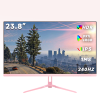 Moniteur de jeu plat rose ZWBA 23,8 pouces IPS 1K pour PC, taux de rafraîchissement élevé de 240 Hz, temps de réponse de 1 ms, 100 % sRGB, vente chaude