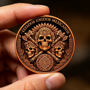 Koin peringatan tembaga murni 1oz .999, Koin Tembaga Koleksi Aztec Mayan Skull Angel, Medali Antik Meksiko 2026 Berukir - Product Image 3