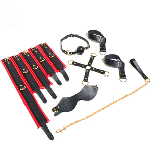SM Fun - Juego de Accesorios de Bondage de Cuero Desmontables, Juguetes Sexuales para Parejas, Alternativas para el Coqueteo - Esposas y Tobilleras - Product Image 1