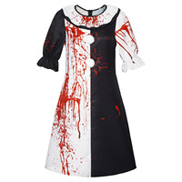 Costume de Clown Tueur Adulte pour Halloween, Tenue Effrayante Noire et Blanche, Combinaison et Masque pour Hommes et Femmes