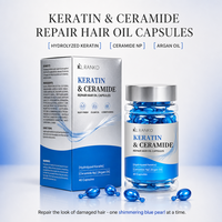 Kapsul Minyak Rambut Keratin Ceramide OEM Khusus Memperkuat Rambut Rusak, Memberikan Kilau Mutiara Biru, Perawatan Rambut Halus, Esensial Perawatan Rambut