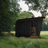 Hachillspa Outdoor-Haussauna für 2-4 Personen aus Massivholz Thermoholz mit Holzofen Wärmetherapie Duschoption