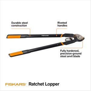 กรรไกรตัดกิ่งไม้ Fiskars รุ่น Ratchet Drive Anvil Lopper ขนาด 32 นิ้ว สำหรับงานหนัก ตัดได้สูงสุด 2 นิ้ว ด้ามจับแบบยึดติด ใช้งานง่าย บีบง่าย รับประกันตลอดอายุการใช้งาน - Product Image 4