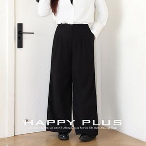 Pantalones de Traje Minimalistas de Pierna Ancha, Cintura Alta, Crepé Negro, Talla Grande, Pantalones de Mujer N9000 - Product Image 2