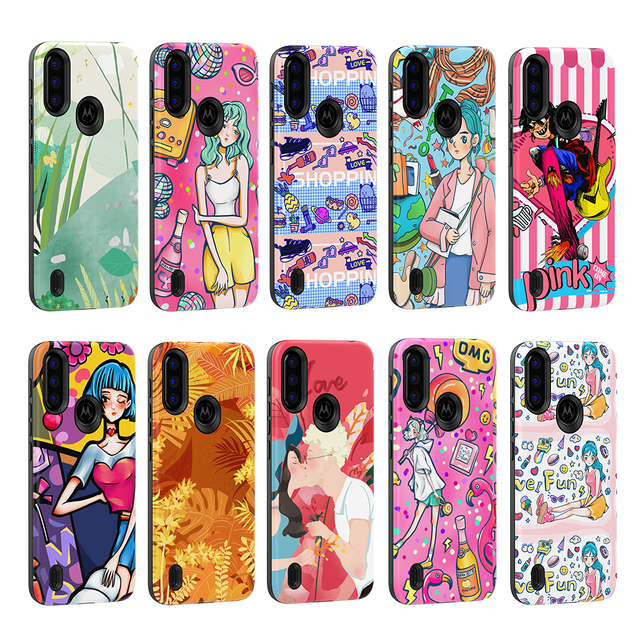 New Sales Custom UV Printed Colors Cute Anime Cartoon Shockproof Hard Phone Case for Motorola Moto E7 Power 2 in 1 Back Cover