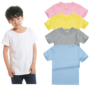 T-shirts pour enfants logo personnalisé vente en gros été 100 coton peigné t-shirts imprimés unis <span class=keywords><strong>blanc</strong></span> vierge bébé garçons filles t-shirt personnalisé pour enfants - Product Image 1