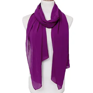 factory directly wholesale Malaysian natural crumpled chiffon scarf plain color high quality bubble chiffon hijab scarf