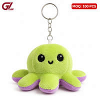 Reversibele Pluche Octopus Sleutelhanger Zachte Octopus Knuffeldier Sleutelhanger Schattige Pluche Sleutelhanger Groothandel OEM Aangepast