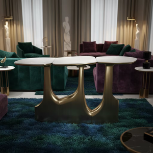 <span class=keywords><strong>Mesa</strong></span> <span class=keywords><strong>Consola</strong></span> Moderna de Lujo en Mármol y Fibra de Vidrio con Almacenamiento y Funciones Extensibles para Entrada de Villa y Espacios de Alta Gama - Product Image 3