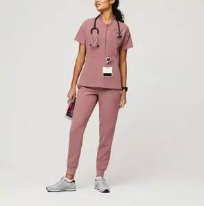 China Manufacturer Pink Nursing Scrubs Uniforms Women Scrub Sets Uniform Stylish