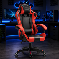 Chaise de bureau et de gaming inclinable et extensible à hauteur réglable, style pivotant, en cuir PU, avec cadre en fer, repose-pieds en option, 2 positions