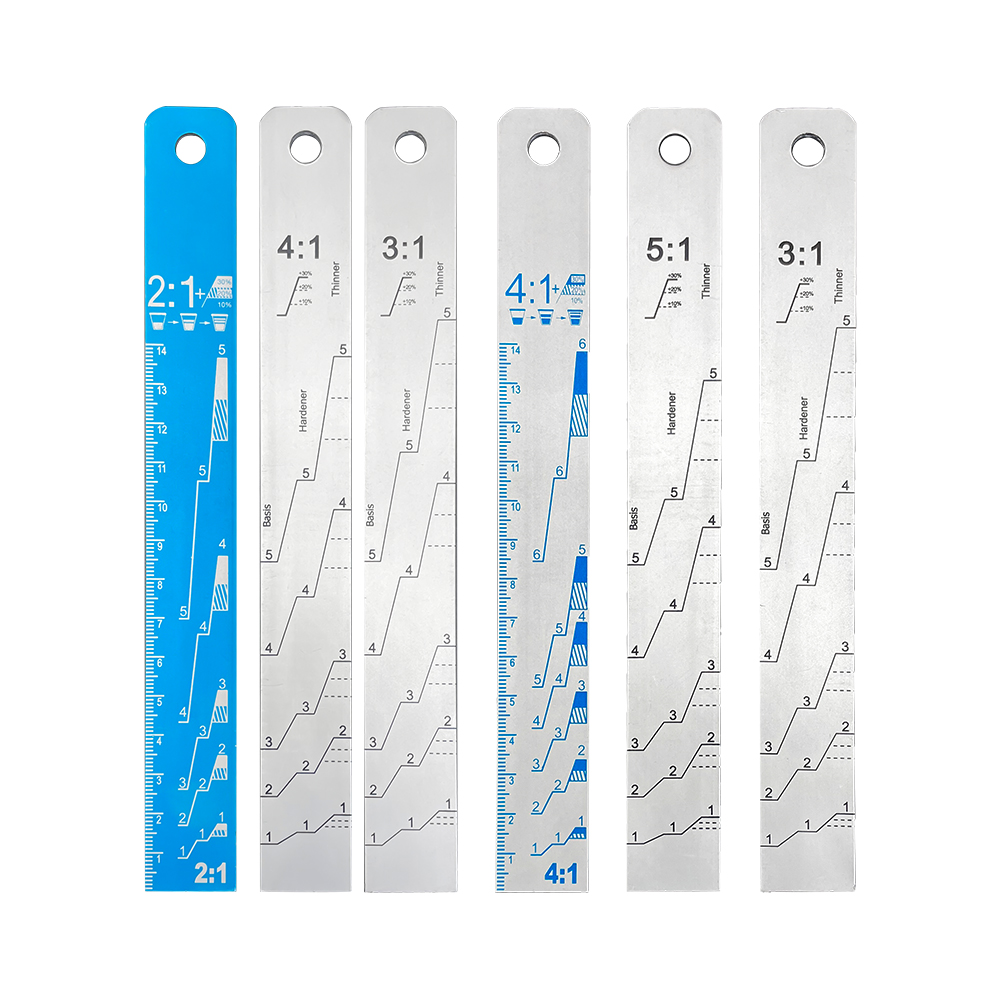 Car Paint Measuring Scale Mixing Ruler Stirrer 2:1 And 4:1 Ratios For Automotive