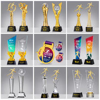 Trophée sportif personnalisé en cristal Or Argent Bronze – Cadeau souvenir personnalisé pour compétition
