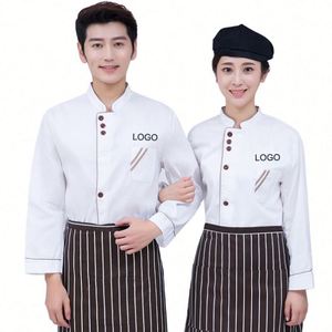 Chef Coat Navt Blue Kitchen Cooking Chef <b>Jacket</b> Word Modernd <b>Men</b> Restaurant Long Sleeve Chef Uniform <b>Jacket</b> <b>White</b> Classic - Product Image 2
