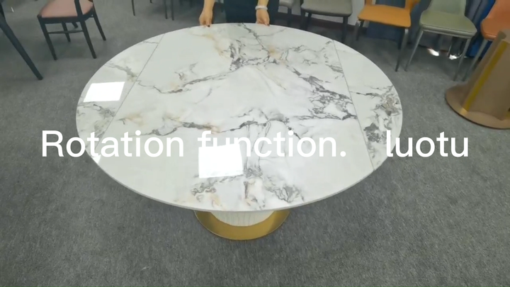 Luxury Modern Swivel Slate Rock Top Dining Table Rectangle and Round