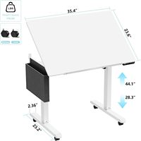 Table à dessin moderne en fer réglable en hauteur avec plateau tableau blanc rabattable et roulettes pour artistes, designers et usage bureautique