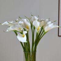 Fleurs artificielles en PU de haute qualité, effet toucher réel, lys calla blancs pour mariage, fête, décoration de la maison, centre de table