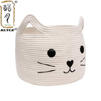 Boîte de rangement de bureau pour enfants avec logo KUYUE, motif animal de dessin animé, panier à linge pliable moderne, personnalisable, en coton manuel