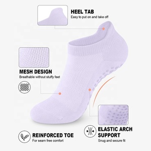 2025 Cotton Thoáng Khí Không Trượt Chống Trượt Mô Hình Grip Màu Rắn Yoga Pilates Vớ Mắt Cá Chân Phụ Nữ Vớ Cho Sàn Tập Thể Dục - Product Image 2