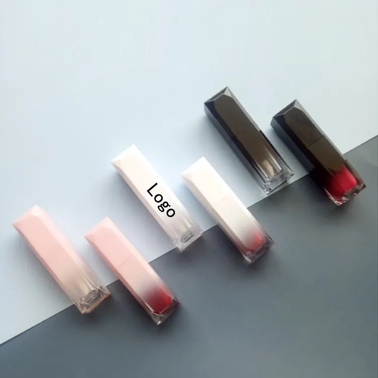 Toptan fantezi kalın siyah degrade kare 5 Ml dudak parlatıcısı tüp toplu lüks pembe Ombre 5 ml yumuşak fırça Lipgloss tüp değneklerini