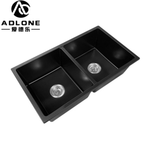 Placa de drenaje de olla doble Diseño de vejiga Diseño de cocina moderno Fregadero de piedra de cuarzo Corte de calidad superior Fregadero de cocina de cuarzo - Product Image 1