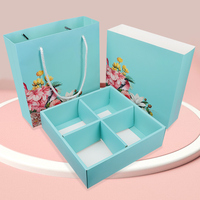 Boîte à tiroir bleue avec trou et poignée pour gâteau de lune au design personnalisé pour l'emballage de biscuits chinois