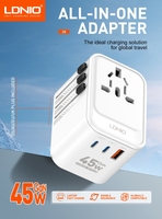 Adaptateur de charge USB PD universel LDNIO Z8 45W GaN, adaptateur de voyage universel, adaptateur de prise de voyage multifonctionnel