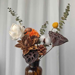 Ramo de Flores Secas Reales <span class=keywords><strong>con</strong></span> Algodón, <span class=keywords><strong>Eucalipto</strong></span>, Margaritas y Piñas para Decoración de Jarrones en Sala de Estar, Dormitorio y Hogar - Product Image 4