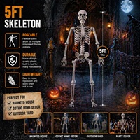 Squelette d'Halloween réaliste et articulé de 165 cm (5 pieds) pour la décoration de maison hantée et les événements d'Halloween