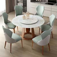 Ensemble de meubles de salle à manger de qualité supérieure pour la maison, restaurant, structure en bois massif, table à manger en marbre blanc avec 6 chaises