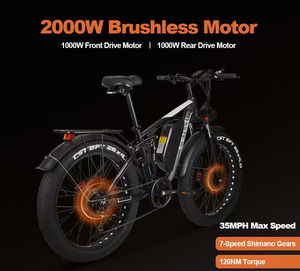 <span class=keywords><strong>Bicicleta</strong></span> Eléctrica de Alta Potencia de 52V 4000W con Motor Doble sin Escobillas, Batería de Litio de 23AH, <span class=keywords><strong>Bicicleta</strong></span> Eléctrica de Montaña para Adultos Todoterreno - Product Image 3