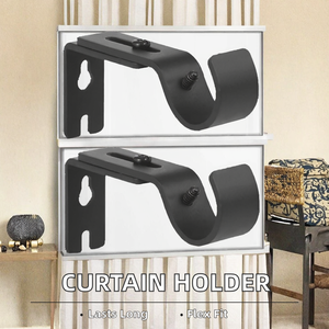 High Quality Customized Adjustable Heavy Duty 3mm Thick Aluminum Alloy Powder Coated Single-Side Modern Curtain Rod <strong>Bracket</strong> <strong>Hook</strong> - Product Image 2