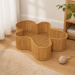 Handmade <b>large</b> rattan woven desktop storage <b>basket</b>, creative gingerbread man custom plastic woven <b>basket</b>. - Product Image 1